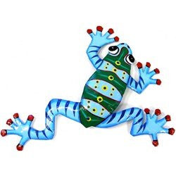 Blue Painted Frog Drum Art Wall Hanging