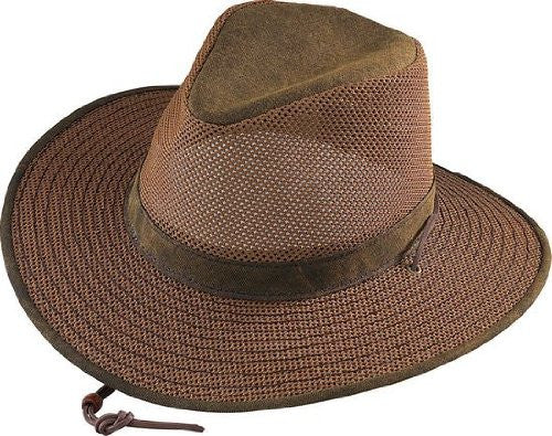 Aussie Breezer - Packable Polycotton w/ Chin Cord, 3 in Brim, Crushable, Distress Gold, XX-Large