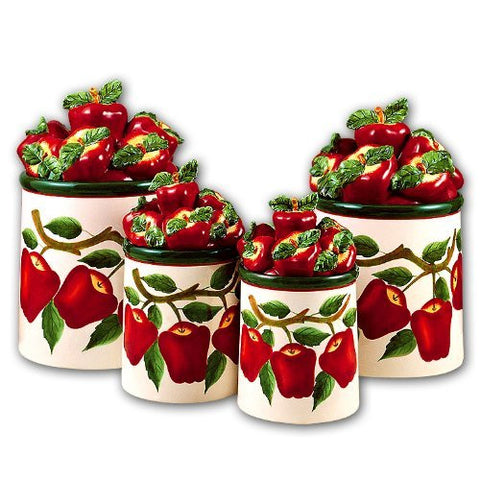 NEW APPLE 4 PC CANISTER SET