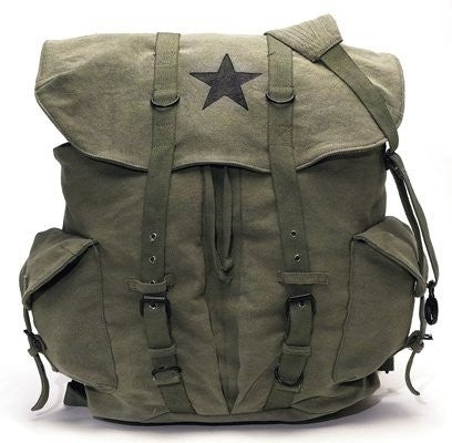 Vintage Olive Drab Star Backpack