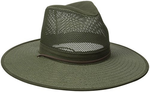 Aussie Breezer - Polycotton w/ chin cord, 4 in Brim, Crushable, Olive, Medium