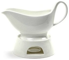 Norpro Porcelain Gravy Sauce Boat with Stand and Candle
