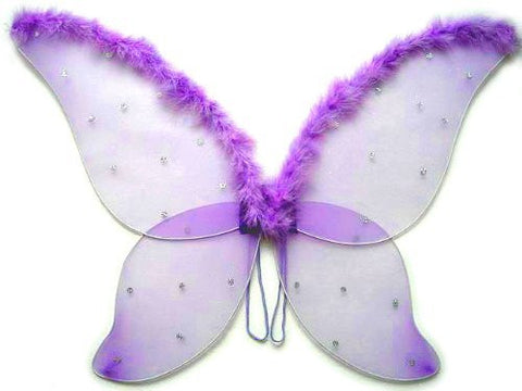 Adult Wing with silver dor printing and barabou. Color: Lavender. Size 35" (fits kids and adults)