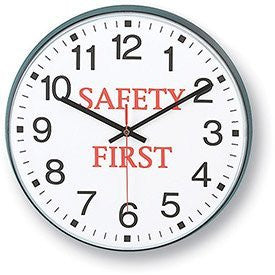 12' Safety First - Black Wall Clock