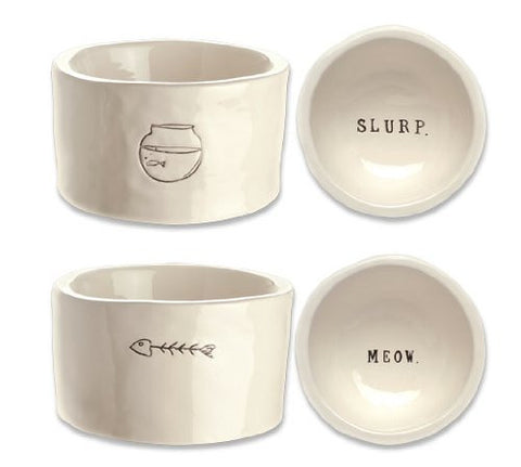 Cat Bowls “Slurp” + “Meow”, Set of 2