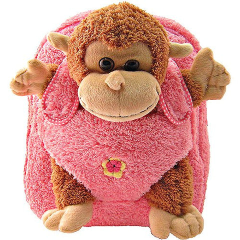 Plush Animal Backpack Monkey w/ Pink