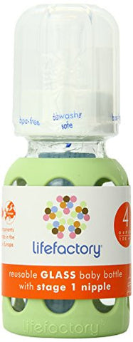 4 oz Glass Baby Bottle, Spring Green