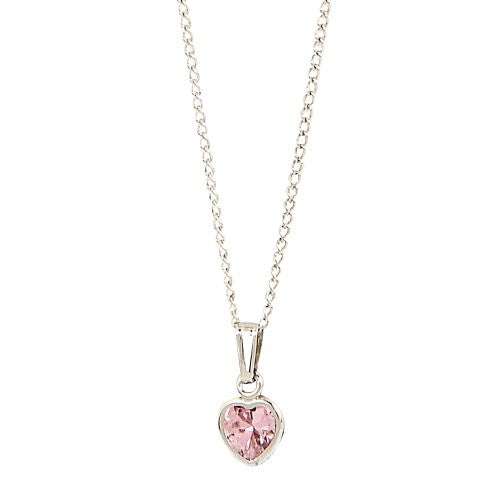 Elegant Baby Pink Cub Zirc Heart Necklace