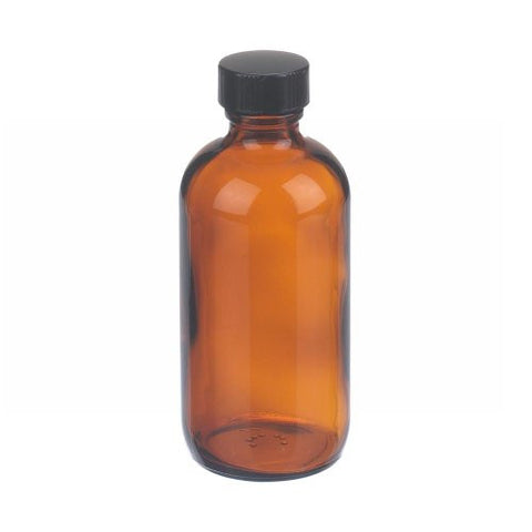 4 oz. Amber Glass Bottle with Black Cap