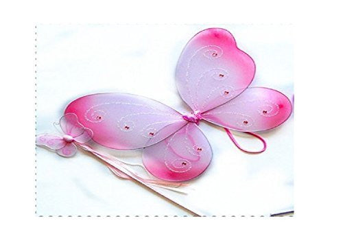 2 Pcs Butterfly Wing Set. Color: Pink. Size 16" (fits 2-5 years)