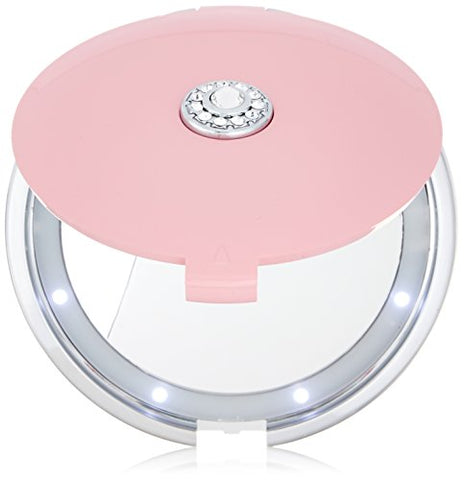 Floxite Fl-360-p 10x Led Lighted Compact With Crystals and Dfp Quality Glass, Pink