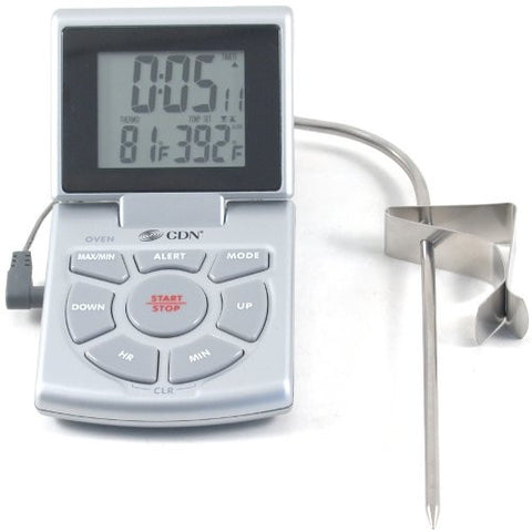 Combo Probe Thermometer, Timer & Clock - Silver (Spanish)