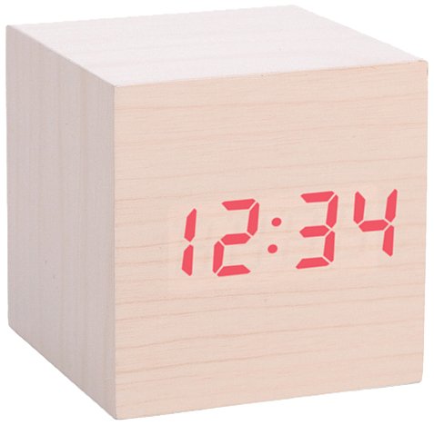 Alarm Clock Wood Cube