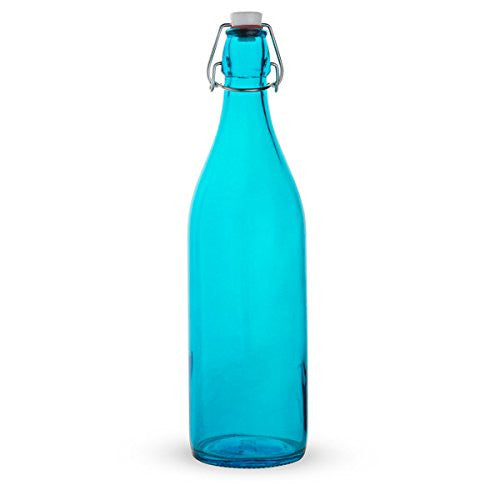 Bormioli Rocco Giara Sky Blue Glass Bottle With Stopper 33 3/4oz
