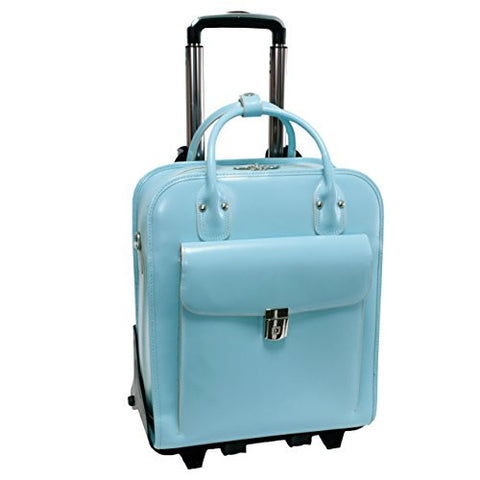 *LA GRANGE Leather Detachable‐Wheeled Ladies' Case [Zipper Frame] [PATENTED] Aqua Blue