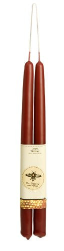 100% Pure Beeswax Taper - Standard 12" x 7/8", Red