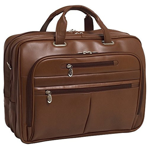 ROCKFORD Leather Fly‐Through™ Checkpoint‐Friendly 17" Laptop Case Brown