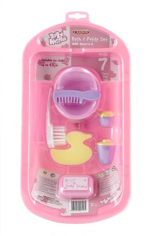 Bath & Potty (Brush, Comb, Talc Tub and Sponge) Suitable for Doll Sizes Up to 40cm (doll not included)