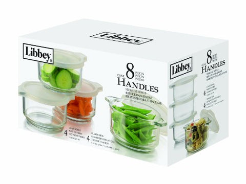 Libbey 15.9-Ounce Handled Storage Containers with Plastic Lids, 8-Piece Set