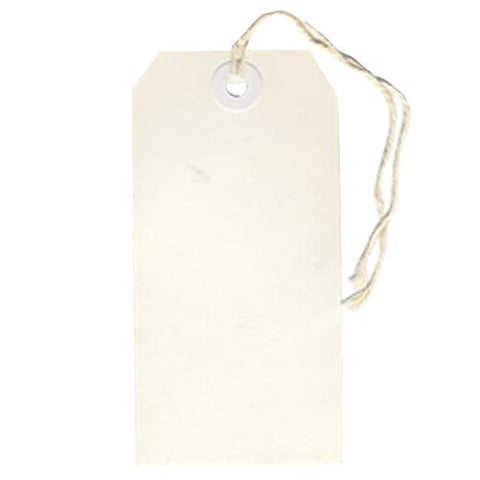 4 3/4" x 2 3/8" Medium Gift Tag With String, White, 10/Pack
