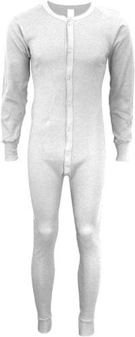 Indera - Mens Big Long Sleeve Union Suit, 860 19258 (White / Small)