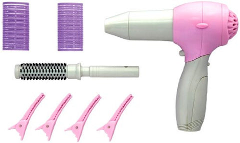 Hair Dryer Kit (4 Sectioning Clips, 2 Rollers and a Brush)