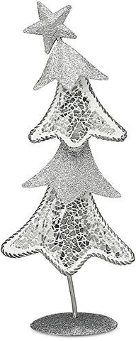 10" Sparkling Christmas Tree Glass & Metal Christmas Tree