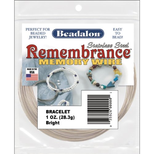 Remembrance Memory Wire, Round, Bracelet, Bright, 1 oz (28.35 g), appx 75 coils/pack