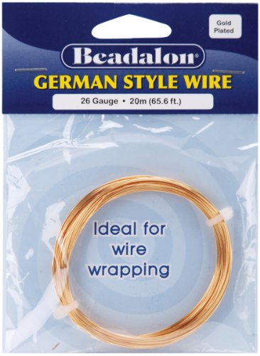 German Style Wire, Round, Gold Color, 26 gauge (.016 in, .41 mm), 20 m (65.6 ft)