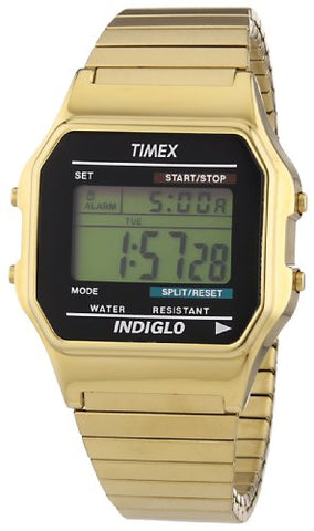 Men's Classic Digital Gold Tone Expansion Band Watch