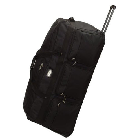 1200D Polyester Rolling Duffel Bag w/ Pulling Handle & Car Wheels, 42” x 17” x 16” w/3 Wheels, Black