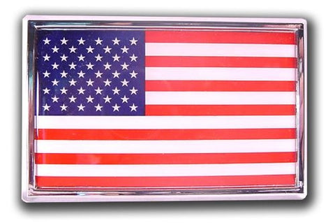 American Flag Chrome Auto Emblem (Car Size - 3.5”)