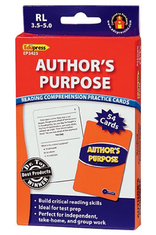Author’s Purpose Reading Comprehension Practice Cards,Blue Level