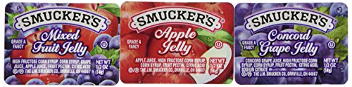 Smucker's Portion Control - Plastic, Assortment 1 (Case of Smucker’s Grape, Mixed Fruit and Apple Jelly), 1/2 oz