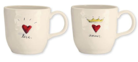 Love + Amour Mugs, Set of 2