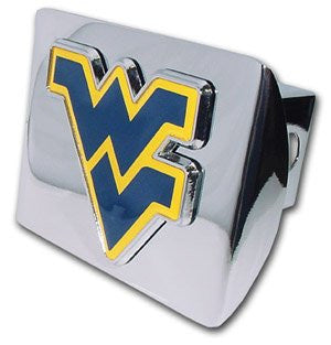 West Virginia (“WV” with Navy) Shiny Chrome Hitch Cover
