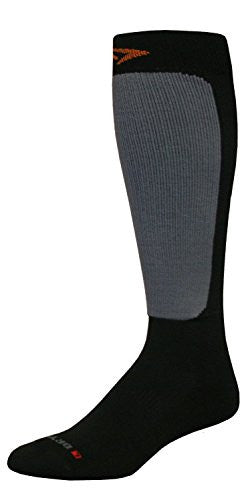 Drymax Ski Socks, Skiing Lite Weight Over Calf - Black/Gray, L