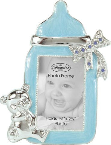 Boy Baby Bottle Photo Frame With Rhinestone Accent
