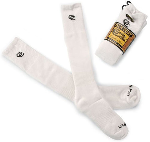 Dan Post Men's Cowboy Certified Boot Socks (2-Pack) White 9