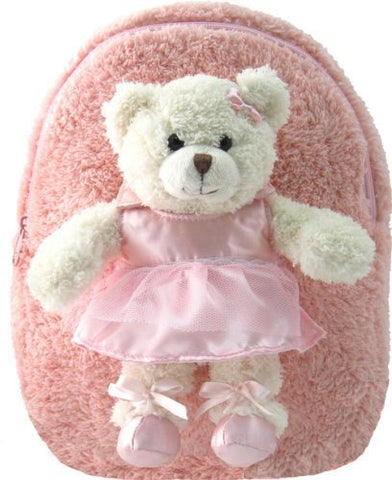 Plush Animal Backpack Ballet Bear w/ Pink
