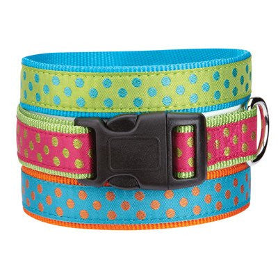 East Side Collection Polka Dot Dog Collars - Raspberry, 10-16 in