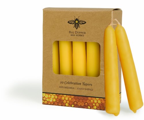 Beeswax Celebration Tapers 5" x 7/8", 10 Pack