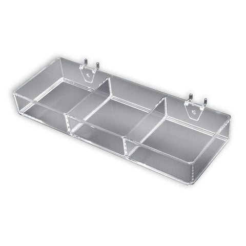 Azar 3 Compartment Tray For Pegboard/Slatwall, Clear