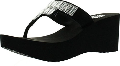Alexandria Flip-Flop Wedge in Black, Size 8.5