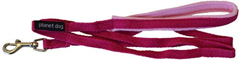 1/2" x 5" Natural Hemp Leash with Fleece Lined Handle - Pink