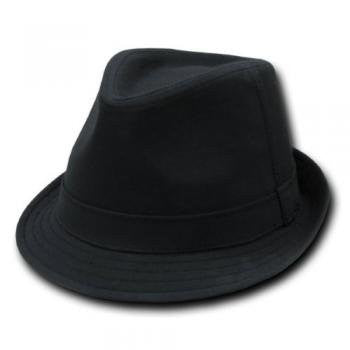 DECKY Basic Poly Woven Fedora Hats (Black / Black / Small/Medium)