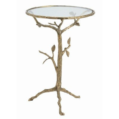 Sherwood Accent Table, Antique Brass/Clear Glass