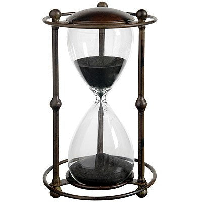 D6.2x12.5" Hour Glass In Stand (Approx. 1 Hour), Black