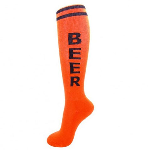Beer Unisex Knee High Tube Socks in Various Colors (Orange)