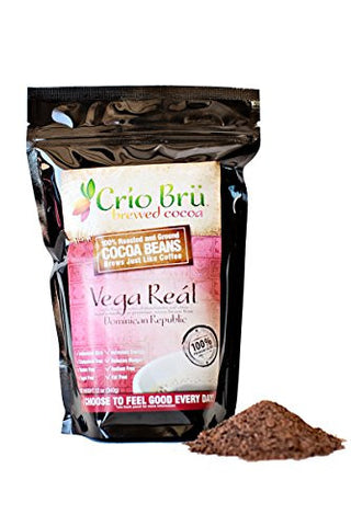 Crio BRU ~ All Natural Roasted and Ground Cacao Beans; Brewed Cocoa That Brews Like Coffee - Vega Real (24 Ounce)